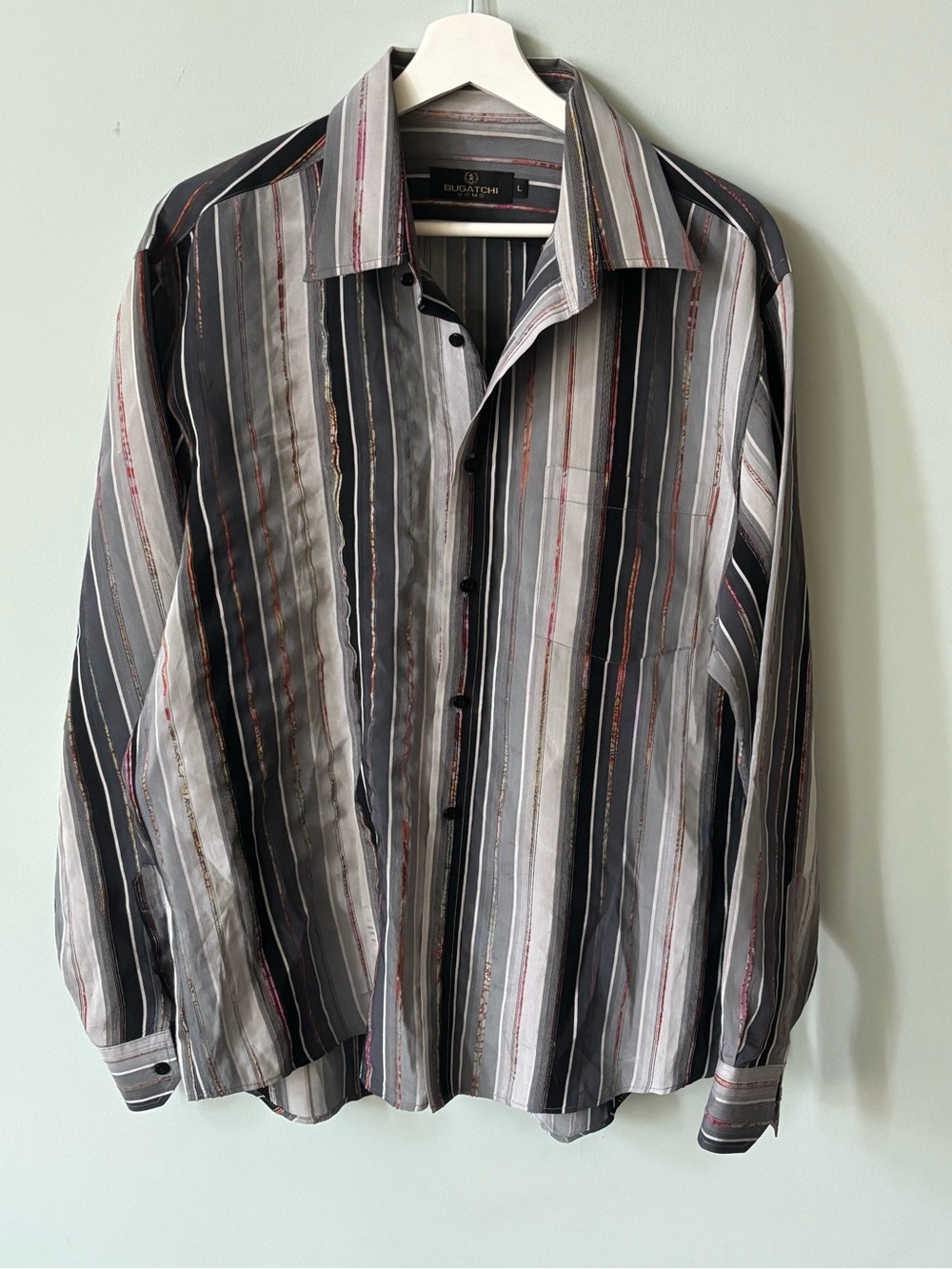 Bugatchi Pinstripe Collared Shirt